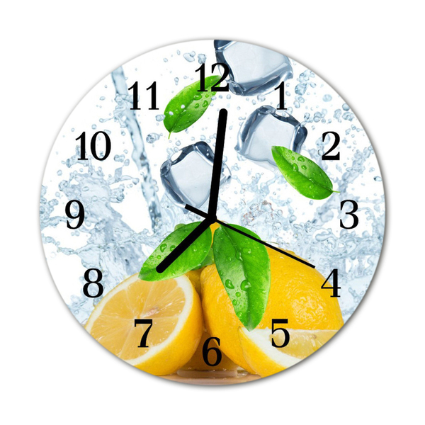 Glass Wall Clock Lemon fruit yellow