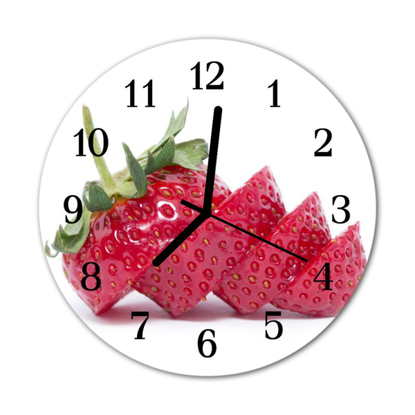 Glass Wall Clock Strawberry fruit red