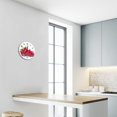 Glass Wall Clock Strawberry fruit red