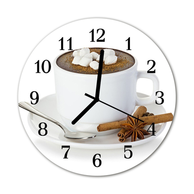 Glass Wall Clock Chocolate food and drinks white