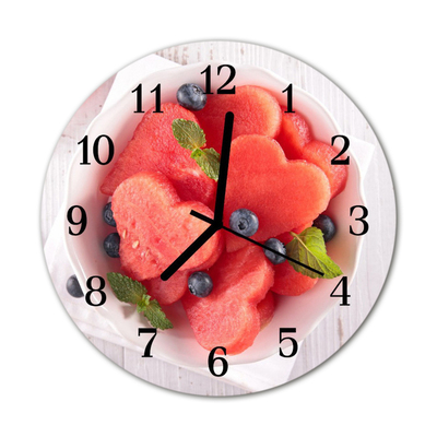 Glass Wall Clock Watermelon heart fruit red