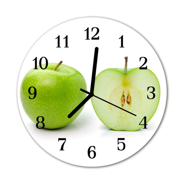 Glass Wall Clock Apple fruit green