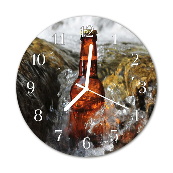 Glass Wall Clock Beer Food and Drinks Brown
