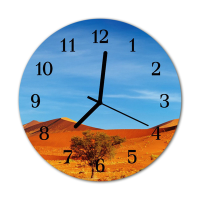 Glass Wall Clock Desert nature blue