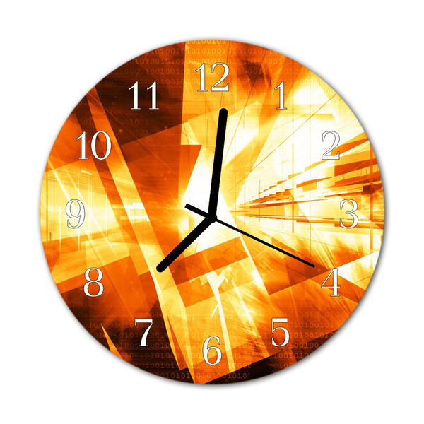 Glass Wall Clock Abstract Art Orange