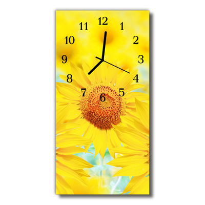 Glass Wall Clock Sunflower