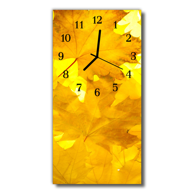 Glass Wall Clock Leaves