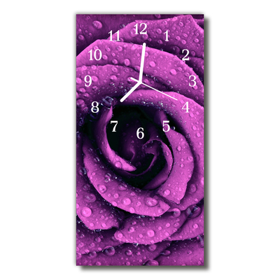 Glass Wall Clock Rose