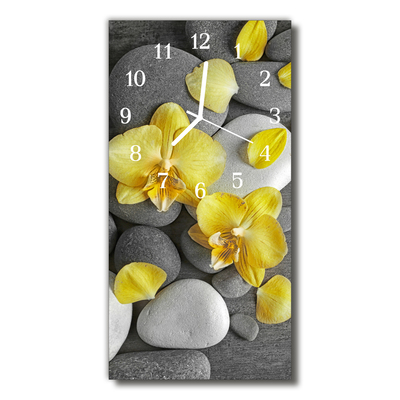 Glass Wall Clock Flower stone