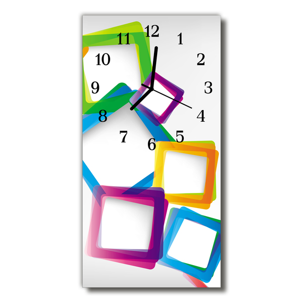 Glass Wall Clock Colorful rectangles