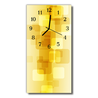 Glass Wall Clock Golden rectangles