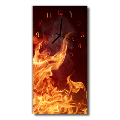 Glass Wall Clock Fire