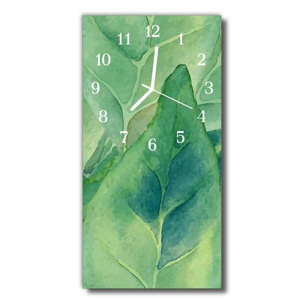 Glass Wall Clock Leaves