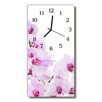 Glass Wall Clock Orchids