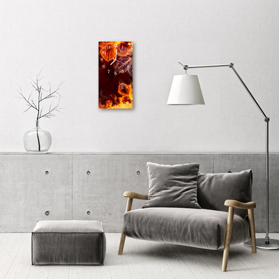 Glass Wall Clock Fire