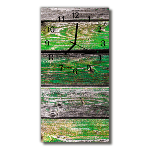 Glass Wall Clock Wooden boards