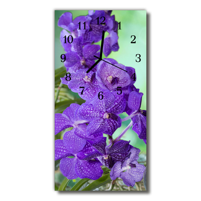 Glass Wall Clock Flowers