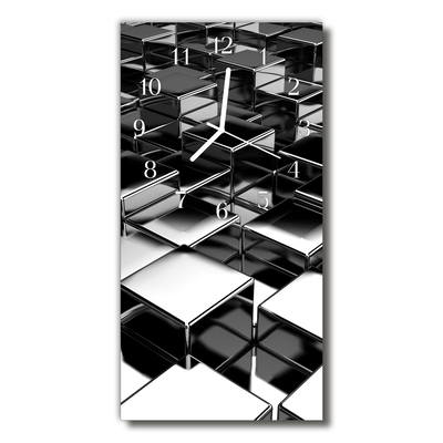 Glass Wall Clock Metal cubes