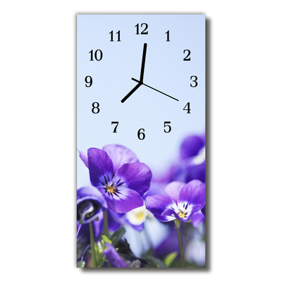 Glass Wall Clock Flowers