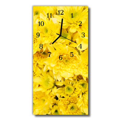 Glass Wall Clock Flowers