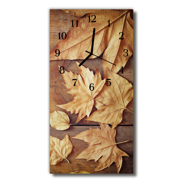 Glass Wall Clock Leaves