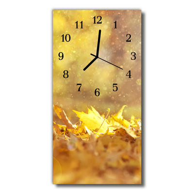 Glass Wall Clock Leaves