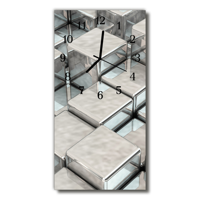 Glass Kitchen Clock Metal cubes