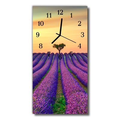 Glass Kitchen Clock Lavender field