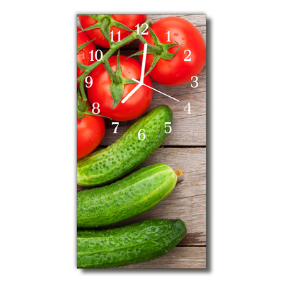 Glass Kitchen Clock Vegetables