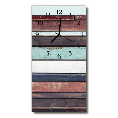 Glass Kitchen Clock Wood strips