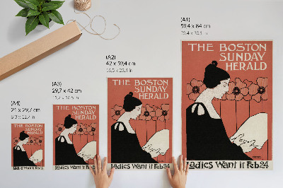 Art print Woman Reading a Newspaper in Art Nouveau Style by Ethel Reed