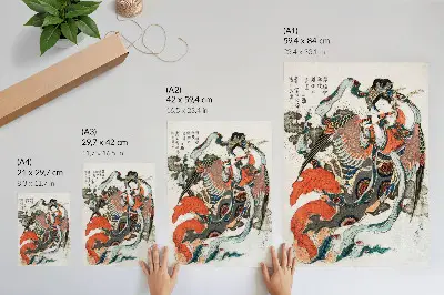 Japanese Hokusai wall art in a vintage ukiyo-e style