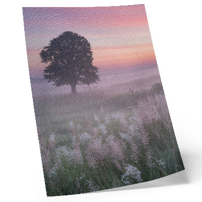 Art print Lonely tree in the fog, pastel colors of the sky