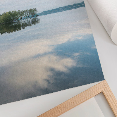 Decorative poster Calm water trees reflection sky landscape