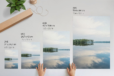 Decorative poster Calm water trees reflection sky landscape