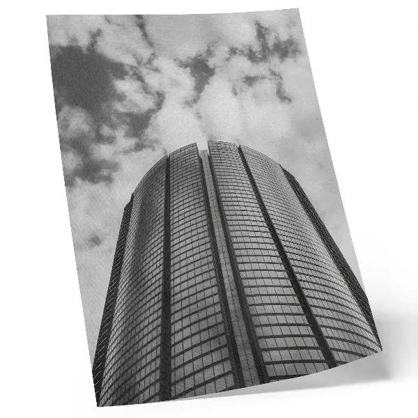 Modern skyscraper wall art featuring symmetry and elegance