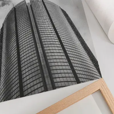 Modern skyscraper wall art featuring symmetry and elegance