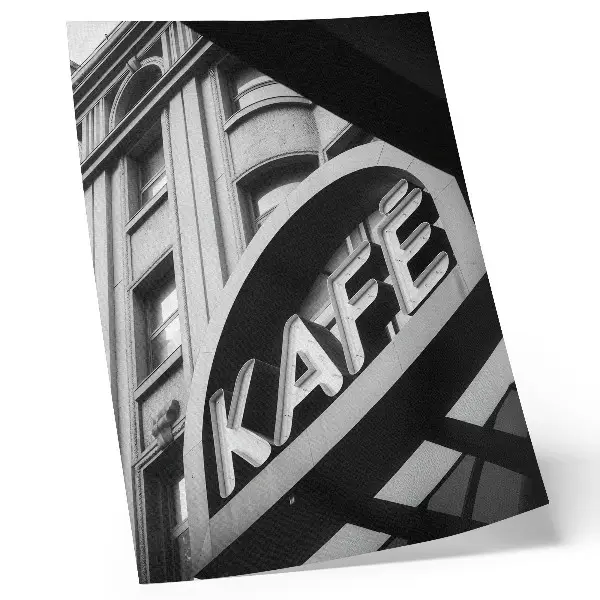 Decorative poster nostalgic inscription on the building facade
