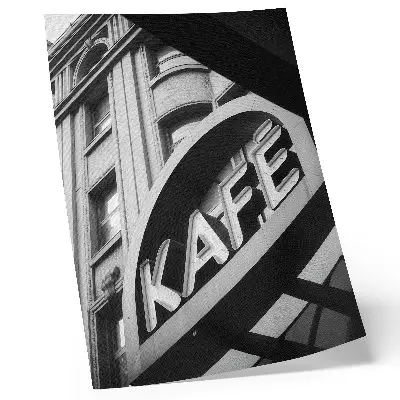 Decorative poster nostalgic inscription on the building facade
