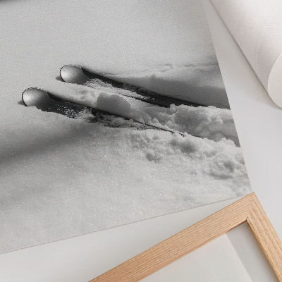 Decorative poster Minimalism white gray skis shadows peace