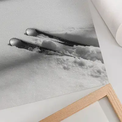 Decorative poster minimalist white and gray ski shadows in a peaceful setting