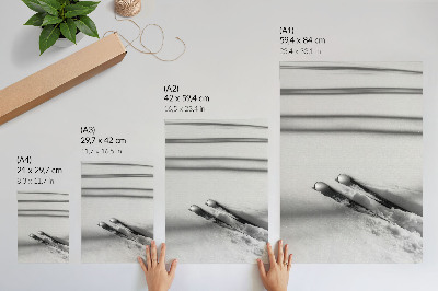 Decorative poster Minimalism white gray skis shadows peace