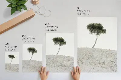 Lonely tree on a light background poster minimalist art print