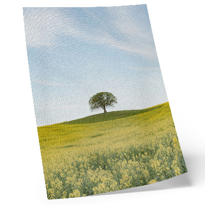 Premium wall art A tree on a hill in a yellow field