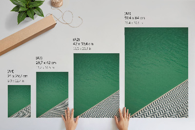 Art print Green with a geometric black and white pattern