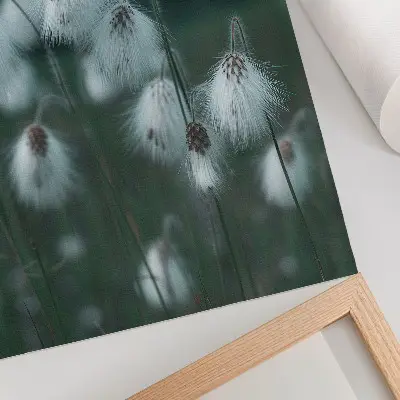 Poster airy ears of grass in shades of peaceful blue