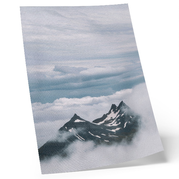 Art print Mountain peaks in the fog, peace, elegance
