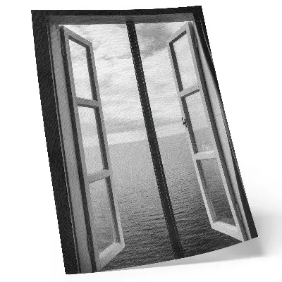 Premium wall art open window view of a peaceful horizon in space