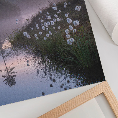 Poster A quiet morning by the lake in the fog