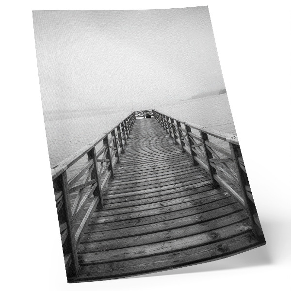 Art print Black and white pier calm water minimalist landscape
